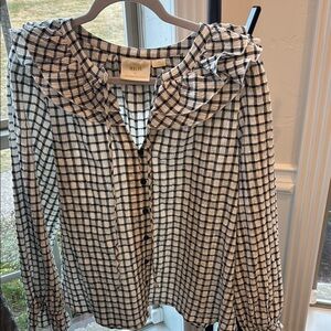 Anthropologie Black and White Checkered Blouse